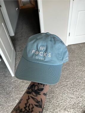 Light Blue Embroidered Statement Baseball Cap - No F*cks Given